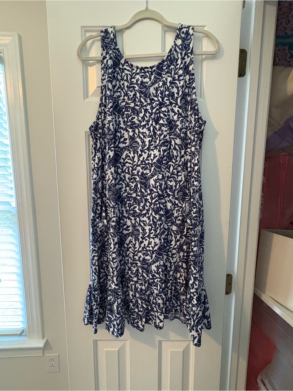 Lilly Pulitzer Navy and White Floral Tank Dress